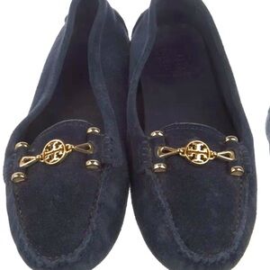 Tory Burch navy blue suede Kendrick loafer
